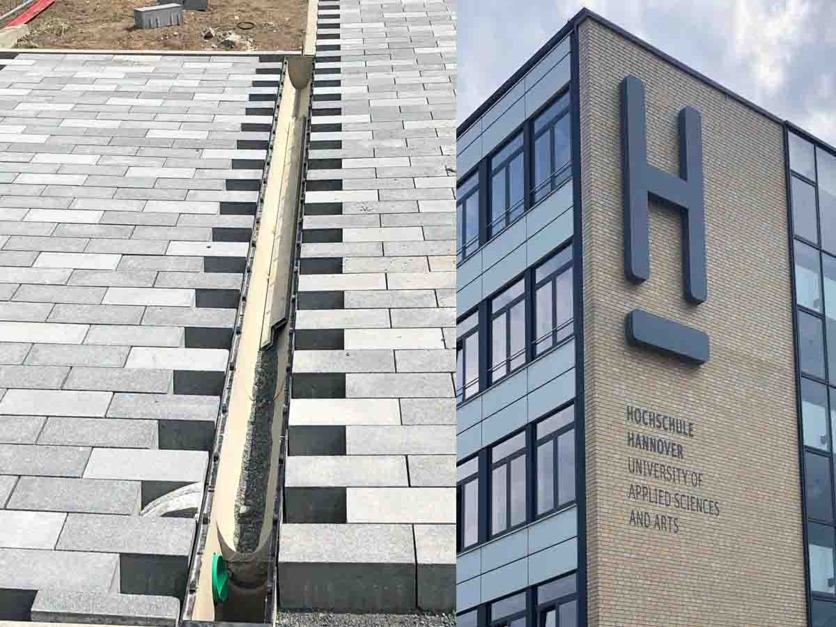 ULMA-Entwässerungsrinnen  in der Hochschule für Technik in Hannover