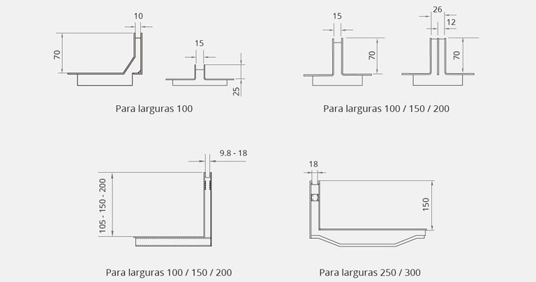 Dimensiones Grelha ranhurada